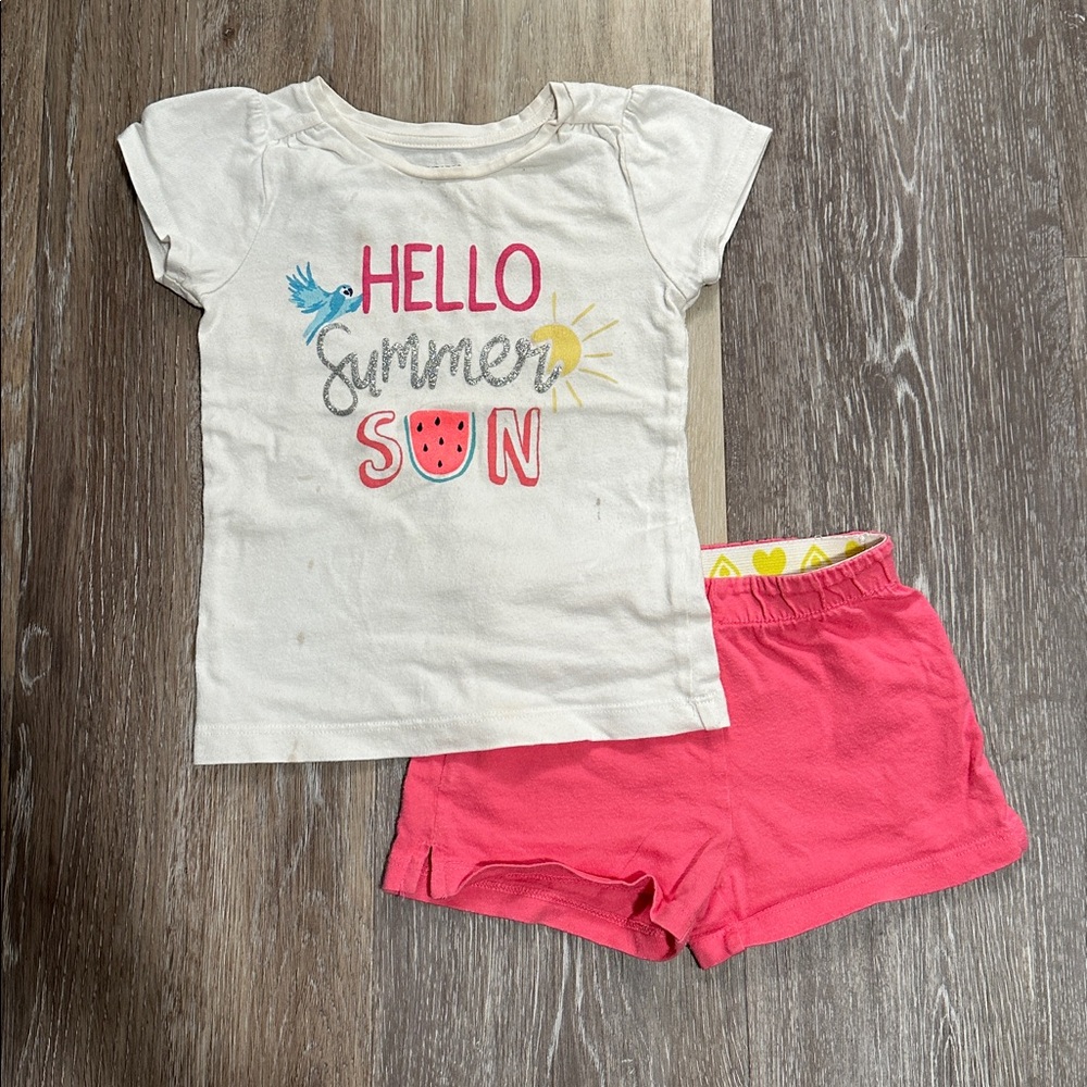 Hello Summer Graphic Tee & Pink Shorts Set